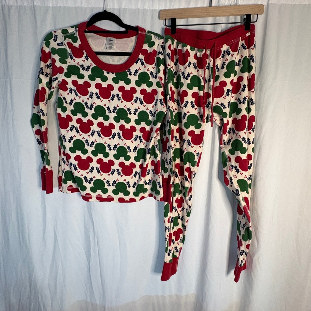 Disney Hanna Andersson Womens L Pajamas Set Mickey Mouse Christmas Holiday